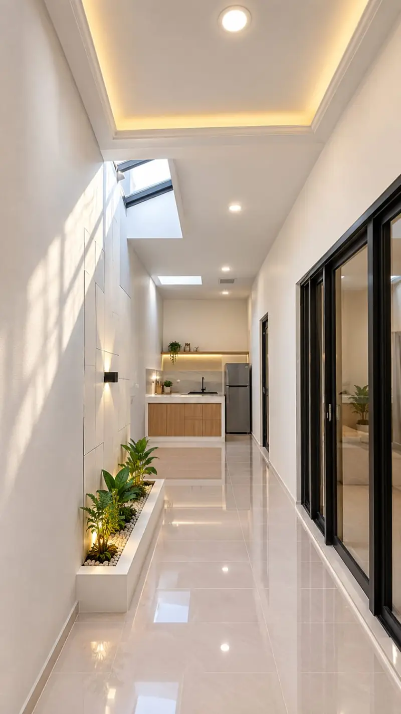Lorong menuju dapur dengan skylight